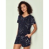 GYS Bamboo Viscose Pajamas for Women Set, Ultra-Soft Lightweight Sleepwear | Comfy Short Sleeve and Shorts Loungewear, Moisture Wicking PJs Set for Hot Sleeper, Cooling Breathable Nightwear(Blue Stars)