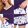 GYS Bamboo Viscose Pajamas for Women Set, Ultra-Soft Lightweight Sleepwear | Comfy Short Sleeve and Shorts Loungewear, Moisture Wicking PJs Set for Hot Sleeper, Cooling Breathable Nightwear(Purple Dots)