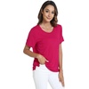 GYS Bamboo Viscose Women’s Pajama Tops, Soft Cooling Short Sleeve T-Shirts | Moisture-Wicking Sleep Shirt, Casual Crew Neck Tees, Moisture-Wicking Lounge Top, Comfy Stretchy PJ Tops(Briliant Rose)