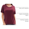 GYS Bamboo Viscose Women’s Pajama Tops, Soft Cooling Short Sleeve T-Shirts | Moisture-Wicking Sleep Shirt, Casual Crew Neck Tees, Moisture-Wicking Lounge Top, Comfy Stretchy PJ Tops(Ficus Red)