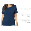 GYS Bamboo Viscose Women’s Pajama Tops, Soft Cooling Short Sleeve T-Shirts | Moisture-Wicking Sleep Shirt, Casual Crew Neck Tees, Moisture-Wicking Lounge Top, Comfy Stretchy PJ Tops(Navy)
