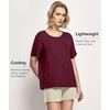GYS Bamboo Viscose Women’s Pajama Tops, Soft Cooling Short Sleeve T-Shirts | Moisture-Wicking Sleep Shirt, Casual Crew Neck Tees, Moisture-Wicking Lounge Top, Comfy Stretchy PJ Tops(Ficus Red)