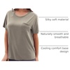 GYS Bamboo Viscose Women’s Pajama Tops, Soft Cooling Short Sleeve T-Shirts | Moisture-Wicking Sleep Shirt, Casual Crew Neck Tees, Moisture-Wicking Lounge Top, Comfy Stretchy PJ Tops(Taupe)