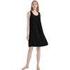GYS Cooling Bamboo Viscose Sleeveless Nightgowns for Women | V Neck Sleep Shirt, Moisture-Wicking for Hot Sleepers & Night Sweats, Lightweight Night Shirts, Buttery Soft, Knee-Length(B- Black)