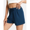 GYS Women’s Bamboo Viscose Cooling High Waisted Pajama Shorts | Moisture wicking, Breathable, Tagless, Soft stretch, Elastic waist with drawstring, for hot flashes & summer sleep(Ink Blue)