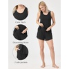 GYS Women’s Bamboo Viscose Cooling Tank Pajama Set | Moisture wicking, Lightweight & breathable, Tagless comfort, Sleeveless, Flowy A-line tank top with shorts, for hot sleeper(Black)