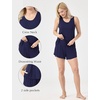GYS Women’s Bamboo Viscose Cooling Tank Pajama Set | Moisture wicking, Lightweight & breathable, Tagless comfort, Sleeveless, Flowy A-line tank top with shorts, for hot sleeper(Navy)