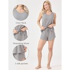 GYS Women’s Bamboo Viscose Cooling Tank Pajama Set | Moisture wicking, Lightweight & breathable, Tagless comfort, Sleeveless, Flowy A-line tank top with shorts, for hot sleeper(Heather Grey)