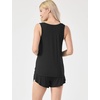 GYS Women’s Bamboo Viscose Cooling Tank Pajama Set | Moisture wicking, Lightweight & breathable, Tagless comfort, Sleeveless, Flowy A-line tank top with shorts, for hot sleeper(Black)