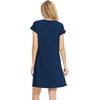 GYS Women’s Bamboo Viscose Crew Neck Nightgown, Cooling for Hot Flashes | Moisture wicking, Breathable, Tagless, Short sleeve, Soft stretch, for night sweats & summer sleep(Ink Blue)