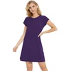 GYS Women’s Bamboo Viscose Crew Neck Nightgown, Cooling for Hot Flashes | Moisture wicking, Breathable, Tagless, Short sleeve, Soft stretch, for night sweats & summer sleep(Purple)