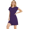 GYS Women’s Bamboo Viscose Crew Neck Nightgown, Cooling for Hot Flashes | Moisture wicking, Breathable, Tagless, Short sleeve, Soft stretch, for night sweats & summer sleep(Purple)
