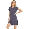GYS Women’s Bamboo Viscose Crew Neck Nightgown, Cooling for Hot Flashes | Moisture wicking, Breathable, Tagless, Short sleeve, Soft stretch, for night sweats & summer sleep(Dark Grey)