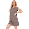 GYS Women’s Bamboo Viscose Crew Neck Nightgown, Cooling for Hot Flashes | Moisture wicking, Breathable, Tagless, Short sleeve, Soft stretch, for night sweats & summer sleep(Camel)