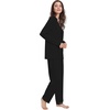 GYS Women’s Bamboo Viscose Long Sleeve Pajamas Set | Super Soft Sleepwear, Cooling Pjs for Hot Flashes & Night Sweats, Moisture-Wicking for Menopause, OEKO-TEX Certified(B- V Neck – Black)