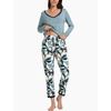 GYS Women’s Bamboo Viscose Long Sleeve Pajamas Set | Super Soft Sleepwear, Cooling Pjs for Hot Flashes & Night Sweats, Moisture-Wicking for Menopause, OEKO-TEX Certified(D- Pewter/Plants)