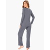 GYS Women’s Bamboo Viscose Long Sleeve Pajamas Set | Super Soft Sleepwear, Cooling Pjs for Hot Flashes & Night Sweats, Moisture-Wicking for Menopause, OEKO-TEX Certified(A – Round Neck – Dark Grey)