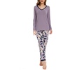 GYS Women’s Bamboo Viscose Long Sleeve Pajamas Set | Super Soft Sleepwear, Cooling Pjs for Hot Flashes & Night Sweats, Moisture-Wicking for Menopause, OEKO-TEX Certified(D- Violet/Plants)