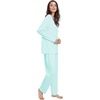 GYS Women’s Bamboo Viscose Long Sleeve Pajamas Set | Super Soft Sleepwear, Cooling Pjs for Hot Flashes & Night Sweats, Moisture-Wicking for Menopause, OEKO-TEX Certified(B- V Neck – Aqua)