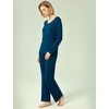 GYS Women’s Bamboo Viscose Long Sleeve Pajamas Set | Super Soft Sleepwear, Cooling Pjs for Hot Flashes & Night Sweats, Moisture-Wicking for Menopause, OEKO-TEX Certified(A – Round Neck – Ink Blue)