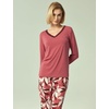 GYS Women’s Bamboo Viscose Long Sleeve Pajamas Set | Super Soft Sleepwear, Cooling Pjs for Hot Flashes & Night Sweats, Moisture-Wicking for Menopause, OEKO-TEX Certified(D- Ash Rose/Plants)