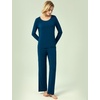 GYS Women’s Bamboo Viscose Long Sleeve Pajamas Set | Super Soft Sleepwear, Cooling Pjs for Hot Flashes & Night Sweats, Moisture-Wicking for Menopause, OEKO-TEX Certified(A – Round Neck – Ink Blue)