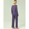 GYS Women’s Bamboo Viscose Long Sleeve Pajamas Set | Super Soft Sleepwear, Cooling Pjs for Hot Flashes & Night Sweats, Moisture-Wicking for Menopause, OEKO-TEX Certified(A – Round Neck – Air Purple)