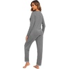 GYS Women’s Bamboo Viscose Long Sleeve Pajamas Set | Super Soft Sleepwear, Cooling Pjs for Hot Flashes & Night Sweats, Moisture-Wicking for Menopause, OEKO-TEX Certified(B- V Neck – Dark Heather Grey)