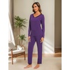 GYS Women’s Bamboo Viscose Long Sleeve Pajamas Set | Super Soft Sleepwear, Cooling Pjs for Hot Flashes & Night Sweats, Moisture-Wicking for Menopause, OEKO-TEX Certified(B- V Neck – Purple)