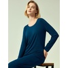 GYS Women’s Bamboo Viscose Long Sleeve Pajamas Set | Super Soft Sleepwear, Cooling Pjs for Hot Flashes & Night Sweats, Moisture-Wicking for Menopause, OEKO-TEX Certified(A – Round Neck – Ink Blue)