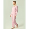 GYS Women’s Bamboo Viscose Long Sleeve Pajamas Set | Super Soft Sleepwear, Cooling Pjs for Hot Flashes & Night Sweats, Moisture-Wicking for Menopause, OEKO-TEX Certified(B- V Neck – Pink)