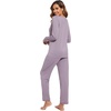 GYS Women’s Bamboo Viscose Long Sleeve Pajamas Set | Super Soft Sleepwear, Cooling Pjs for Hot Flashes & Night Sweats, Moisture-Wicking for Menopause, OEKO-TEX Certified(B- V Neck – Violet)