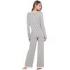 GYS Women’s Bamboo Viscose Long Sleeve Pajamas Set | Super Soft Sleepwear, Cooling Pjs for Hot Flashes & Night Sweats, Moisture-Wicking for Menopause, OEKO-TEX Certified(A- Round Neck – Heather Grey)
