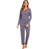 GYS Women’s Bamboo Viscose Long Sleeve Pajamas Set | Super Soft Sleepwear, Cooling Pjs for Hot Flashes & Night Sweats, Moisture-Wicking for Menopause, OEKO-TEX Certified(B- V Neck – Dark Grey)
