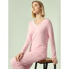 GYS Women’s Bamboo Viscose Long Sleeve Pajamas Set | Super Soft Sleepwear, Cooling Pjs for Hot Flashes & Night Sweats, Moisture-Wicking for Menopause, OEKO-TEX Certified(B- V Neck – Pink)