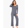GYS Women’s Bamboo Viscose Long Sleeve Pajamas Set | Super Soft Sleepwear, Cooling Pjs for Hot Flashes & Night Sweats, Moisture-Wicking for Menopause, OEKO-TEX Certified(A – Round Neck – Dark Grey)