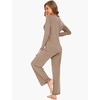 GYS Women’s Bamboo Viscose Long Sleeve Pajamas Set | Super Soft Sleepwear, Cooling Pjs for Hot Flashes & Night Sweats, Moisture-Wicking for Menopause, OEKO-TEX Certified(A – Round Neck – Camel)