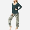 GYS Women’s Bamboo Viscose Long Sleeve Pajamas Set | Super Soft Sleepwear, Cooling Pjs for Hot Flashes & Night Sweats, Moisture-Wicking for Menopause, OEKO-TEX Certified(C-dark Green)