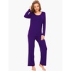 GYS Women’s Bamboo Viscose Long Sleeve Pajamas Set | Super Soft Sleepwear, Cooling Pjs for Hot Flashes & Night Sweats, Moisture-Wicking for Menopause, OEKO-TEX Certified(A – Round Neck – Purple)