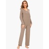 GYS Women’s Bamboo Viscose Long Sleeve Pajamas Set | Super Soft Sleepwear, Cooling Pjs for Hot Flashes & Night Sweats, Moisture-Wicking for Menopause, OEKO-TEX Certified(A – Round Neck – Camel)