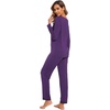 GYS Women’s Bamboo Viscose Long Sleeve Pajamas Set | Super Soft Sleepwear, Cooling Pjs for Hot Flashes & Night Sweats, Moisture-Wicking for Menopause, OEKO-TEX Certified(B- V Neck – Purple)