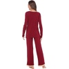 GYS Women’s Bamboo Viscose Long Sleeve Pajamas Set | Super Soft Sleepwear, Cooling Pjs for Hot Flashes & Night Sweats, Moisture-Wicking for Menopause, OEKO-TEX Certified(A- Round Neck – Wine)
