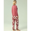 GYS Women’s Bamboo Viscose Long Sleeve Pajamas Set | Super Soft Sleepwear, Cooling Pjs for Hot Flashes & Night Sweats, Moisture-Wicking for Menopause, OEKO-TEX Certified(D- Ash Rose/Plants)