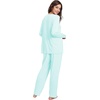 GYS Women’s Bamboo Viscose Long Sleeve Pajamas Set | Super Soft Sleepwear, Cooling Pjs for Hot Flashes & Night Sweats, Moisture-Wicking for Menopause, OEKO-TEX Certified(B- V Neck – Aqua)