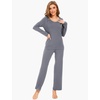 GYS Women’s Bamboo Viscose Long Sleeve Pajamas Set | Super Soft Sleepwear, Cooling Pjs for Hot Flashes & Night Sweats, Moisture-Wicking for Menopause, OEKO-TEX Certified(A – Round Neck – Dark Grey)