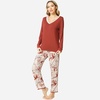 GYS Women’s Bamboo Viscose Long Sleeve Pajamas Set | Super Soft Sleepwear, Cooling Pjs for Hot Flashes & Night Sweats, Moisture-Wicking for Menopause, OEKO-TEX Certified(C-brick Red)