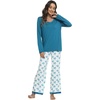 GYS Women’s Bamboo Viscose Long Sleeve Pajamas Set | Super Soft Sleepwear, Cooling Pjs for Hot Flashes & Night Sweats, Moisture-Wicking for Menopause, OEKO-TEX Certified(A- Round Neck- Blue/Bubble)