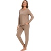 GYS Women’s Bamboo Viscose Pajama Set, Cooling for Hot Flashes | Breathable, Soft stretch, Elastic waist with drawstring, Jogger cuffs, Chest & side pockets, for night sweats & lounge(Camel)