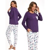 GYS Women’s Bamboo Viscose Pajama Set, Cooling for Hot Flashes | Breathable, Soft stretch, Elastic waist with drawstring, Jogger cuffs, Chest & side pockets, for night sweats & lounge(Purple Dots)