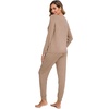 GYS Women’s Bamboo Viscose Pajama Set, Cooling for Hot Flashes | Breathable, Soft stretch, Elastic waist with drawstring, Jogger cuffs, Chest & side pockets, for night sweats & lounge(Camel)
